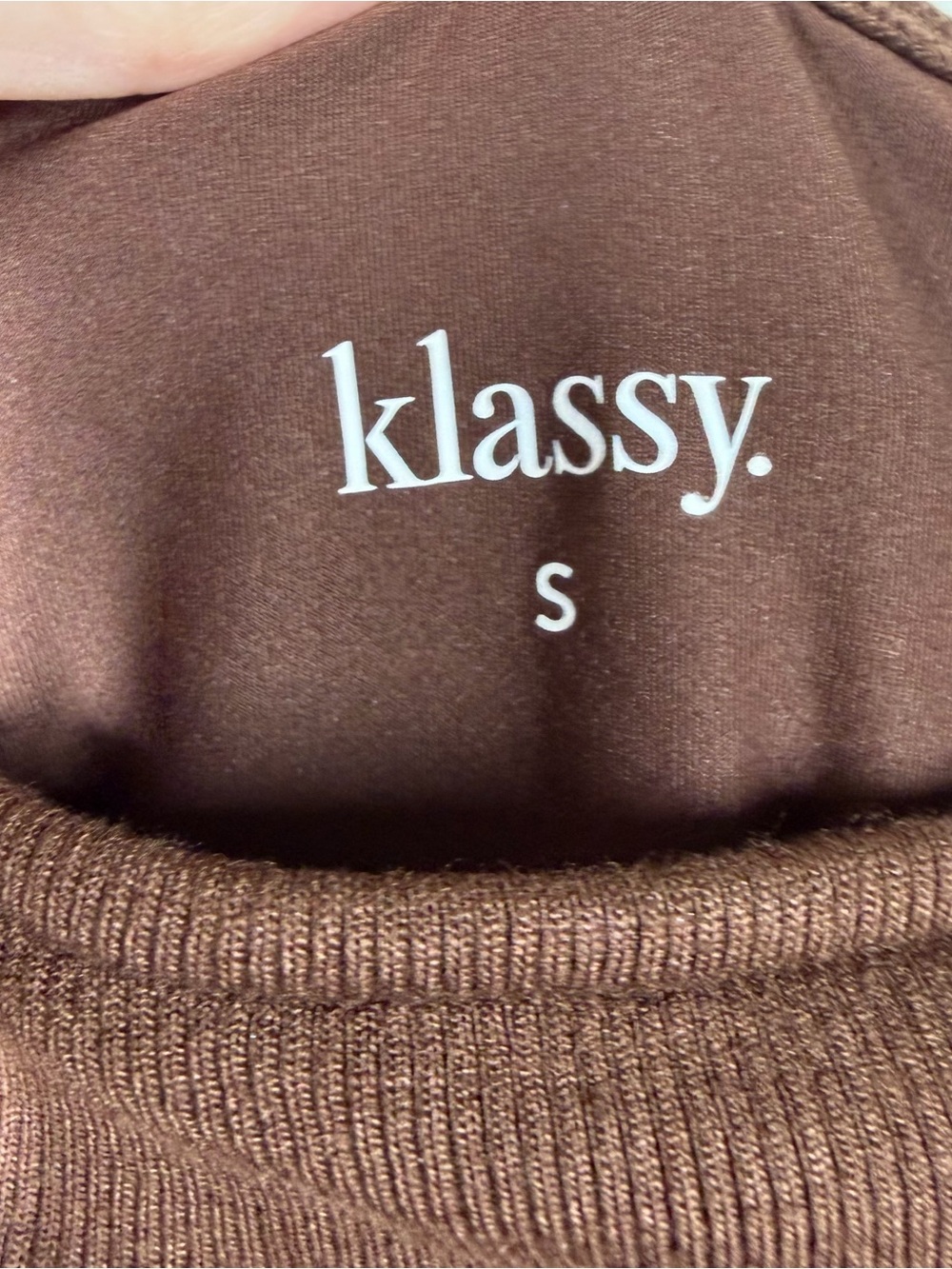 Klassy Network Brown Micro Rib Off The Shoulder Long Sleeve Top - Picture 3 of 7